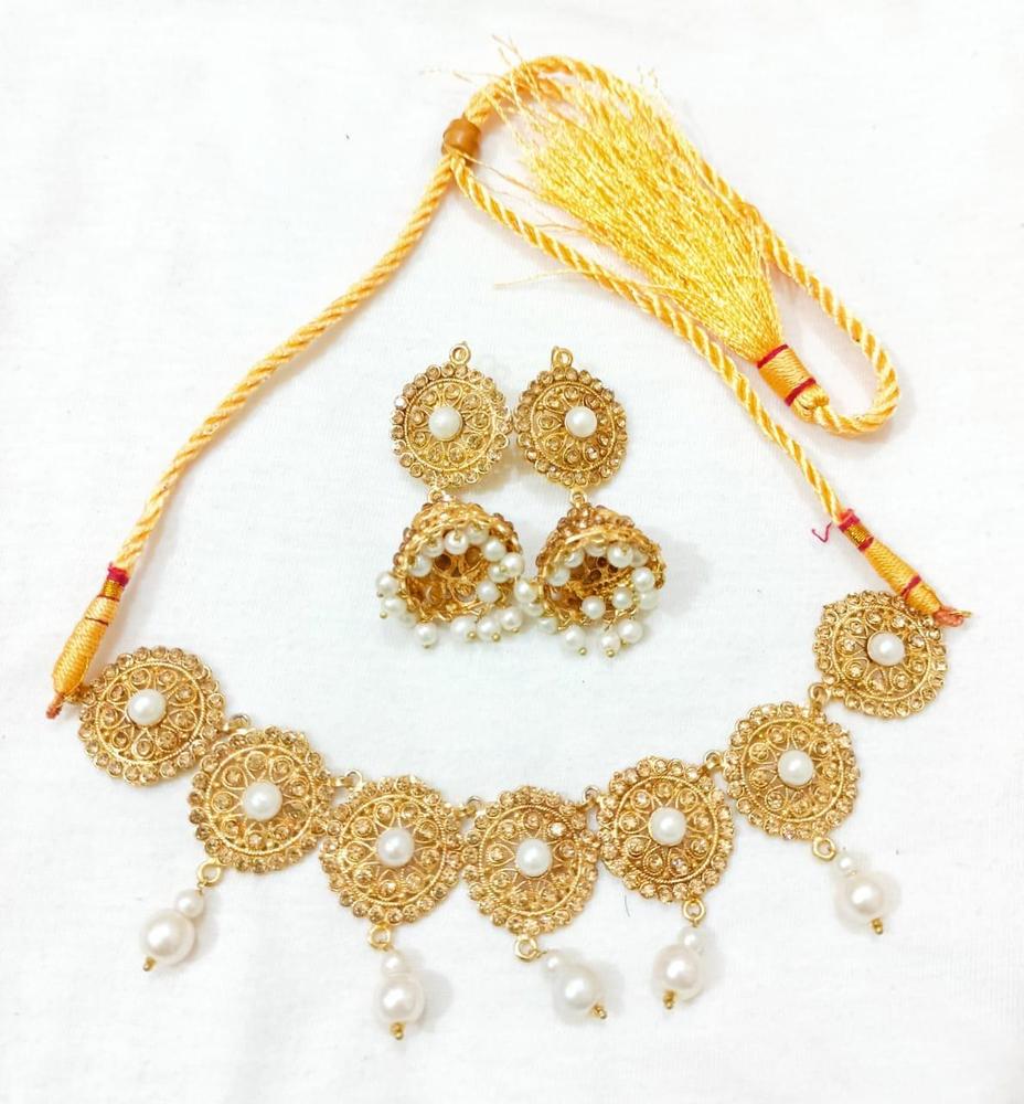 Gold Plated Bridal Choker Set with Earrings – Wedding Jewelry Set for Women Pakistan
