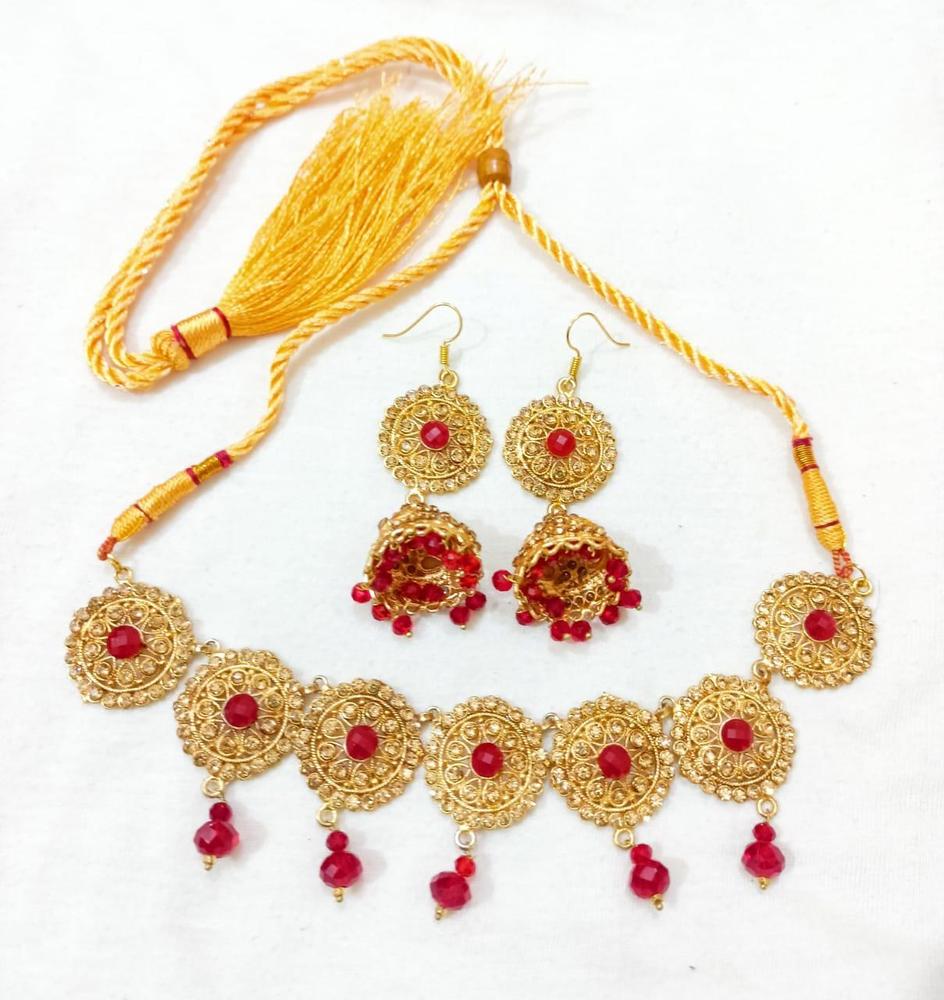 Gold Plated Bridal Choker Set with Earrings – Wedding Jewelry Set for Women Pakistan