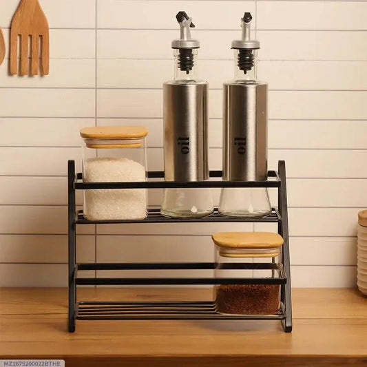 2-Tier Metal Spice Rack – Kitchen Countertop Organizer