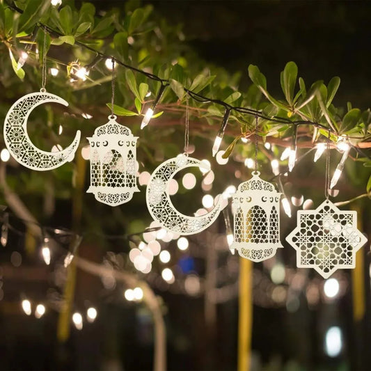 Eid Ramadan Wooden Hanging Decorations – Pack of 5