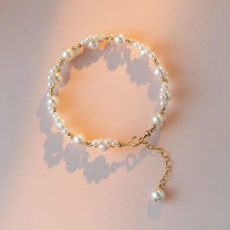 Pearl & Gold Beaded Bracelet