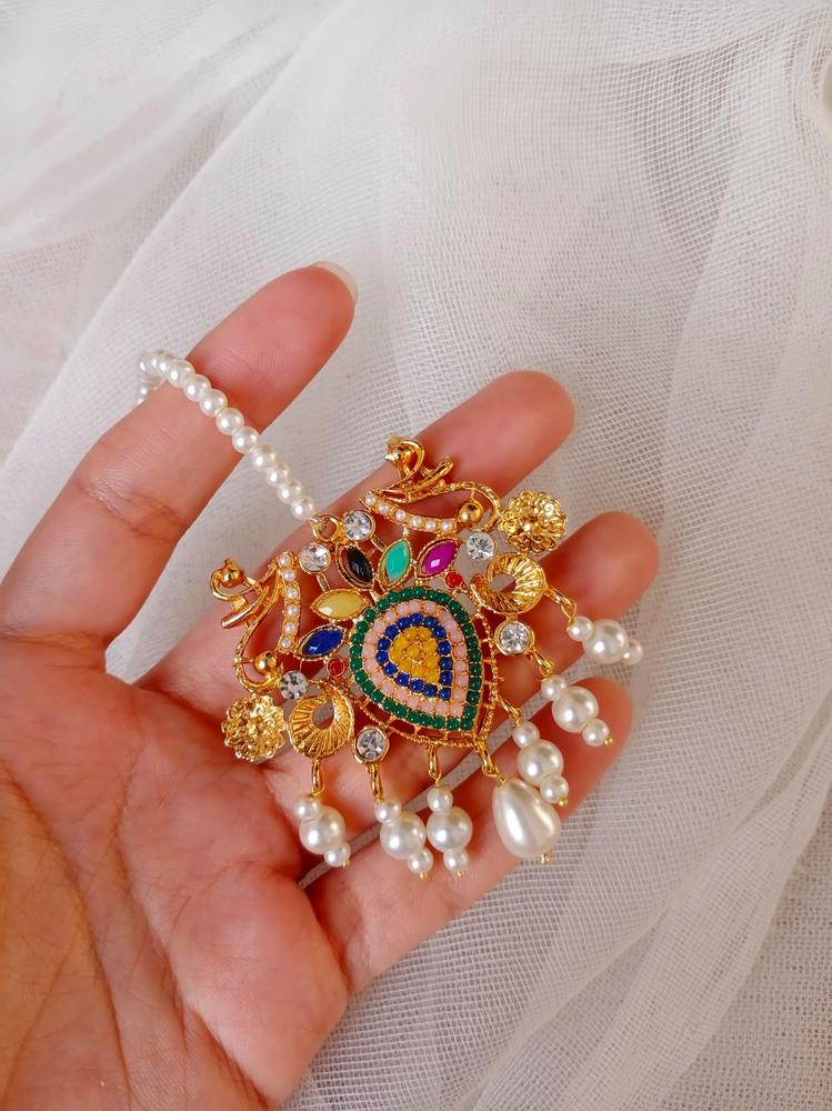 Multicolor Navratan Earring & Bindiya Set