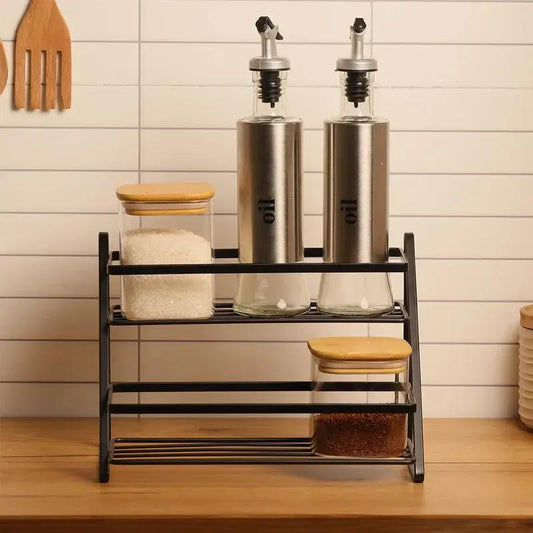 2-Tier Metal Spice Rack – Kitchen Countertop Organizer