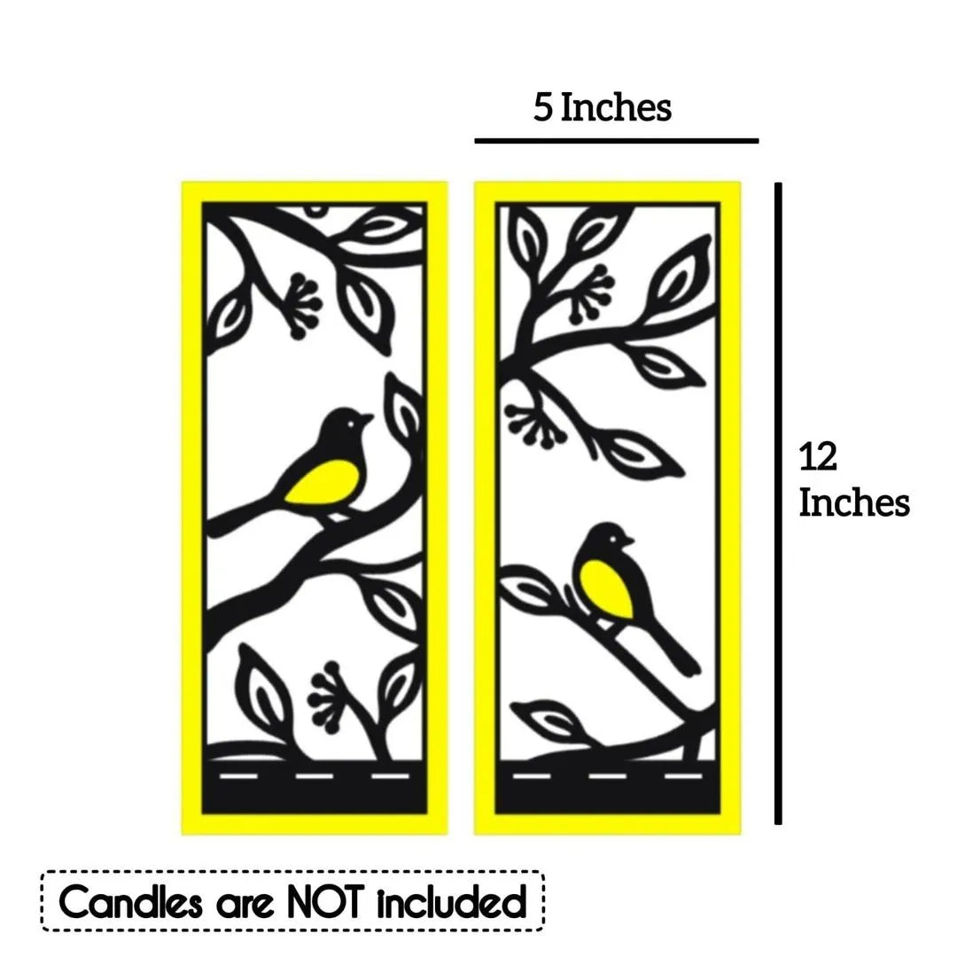 MDF Laminated Abstract Wall Shelves - Set of 2 (Black & Ivory)