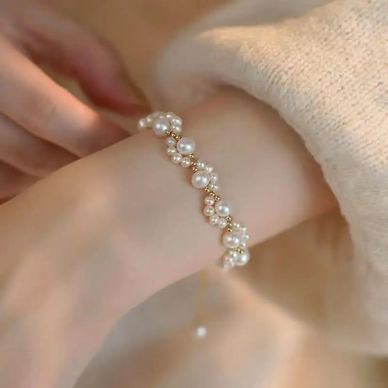 Pearl & Gold Beaded Bracelet